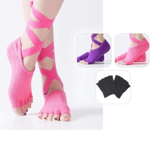 پاپوش یوگا صورتی نخی بند دار